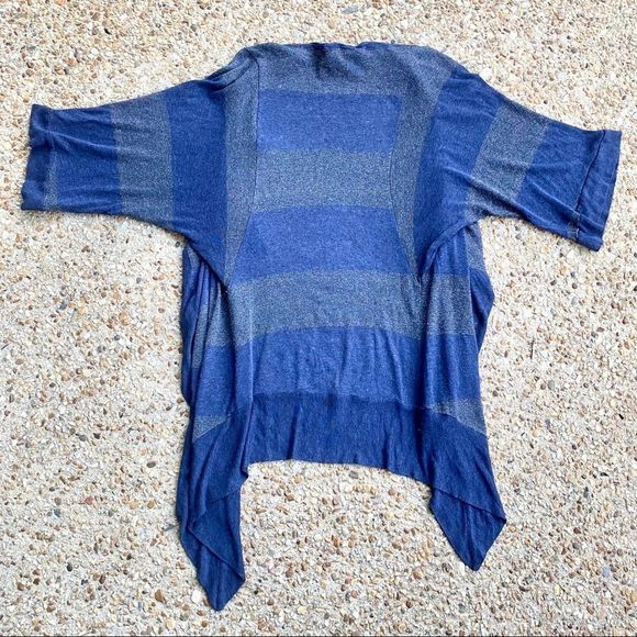 Splendid Blue Striped Metallic Waterfall Cardigan Size S - Picture 7 of 7